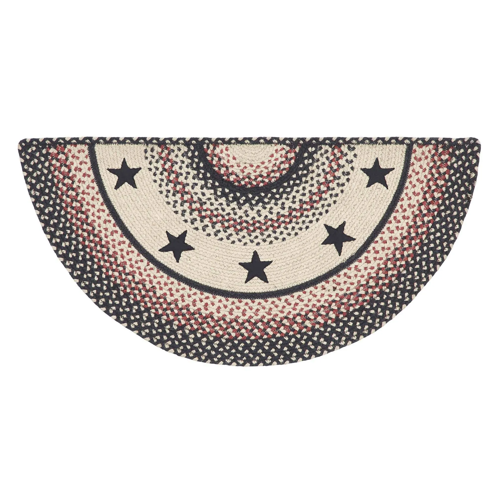 Colonial Star Half Circle Braided Rug 16.5x33" - with Pad