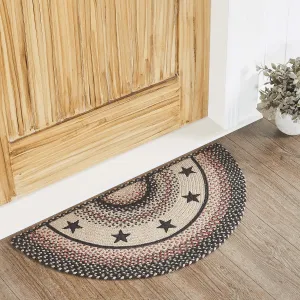 Colonial Star Half Circle Braided Rug 16.5x33" - with Pad