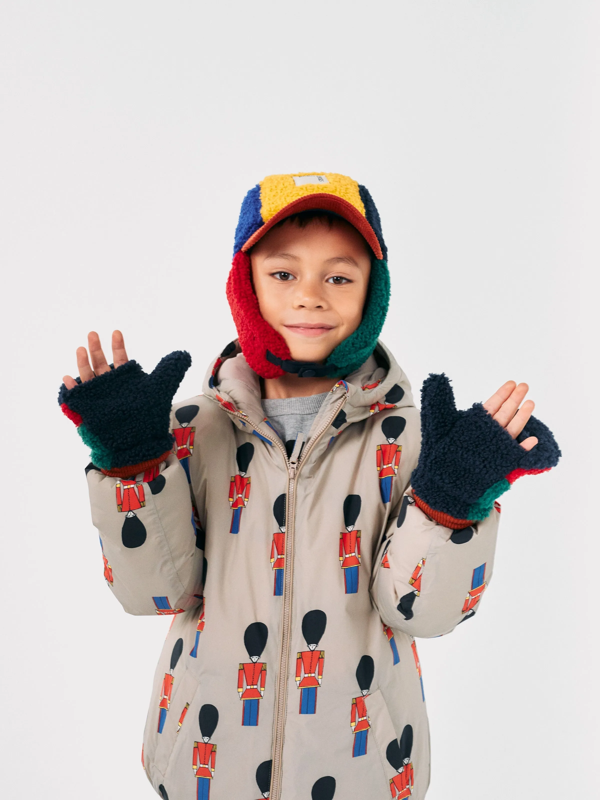 Color Block Sheepskin Mittens (Kids)