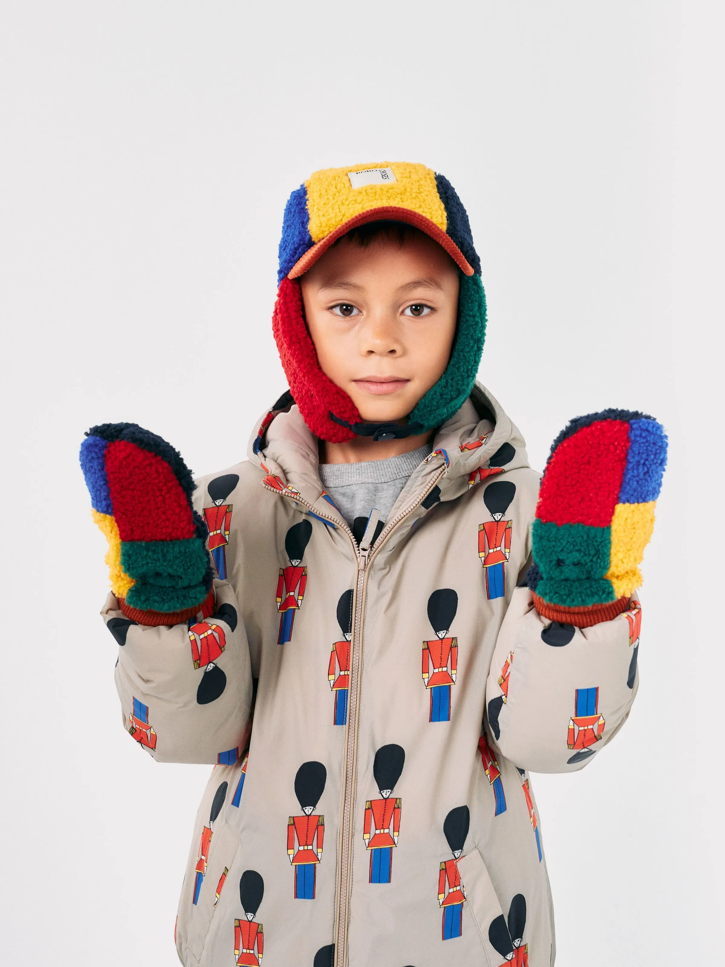 Color Block Sheepskin Mittens (Kids)