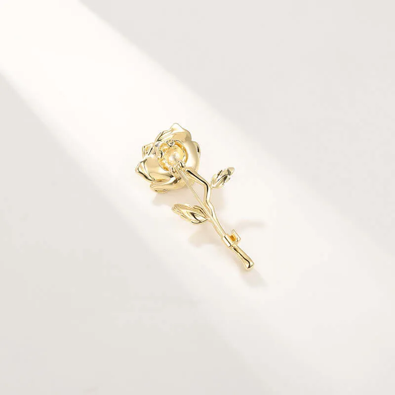 Copper Golden Blooming Rose Brooch