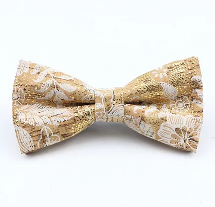 Cork Bowtie with White Flowers and Gold Dots