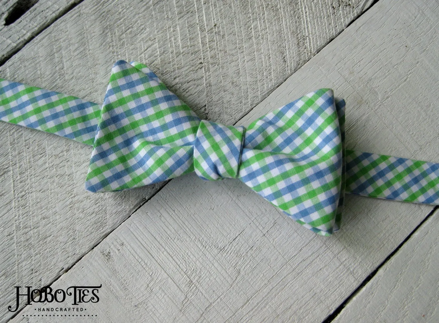 Cornflower & Lime Tattersall Bow Tie