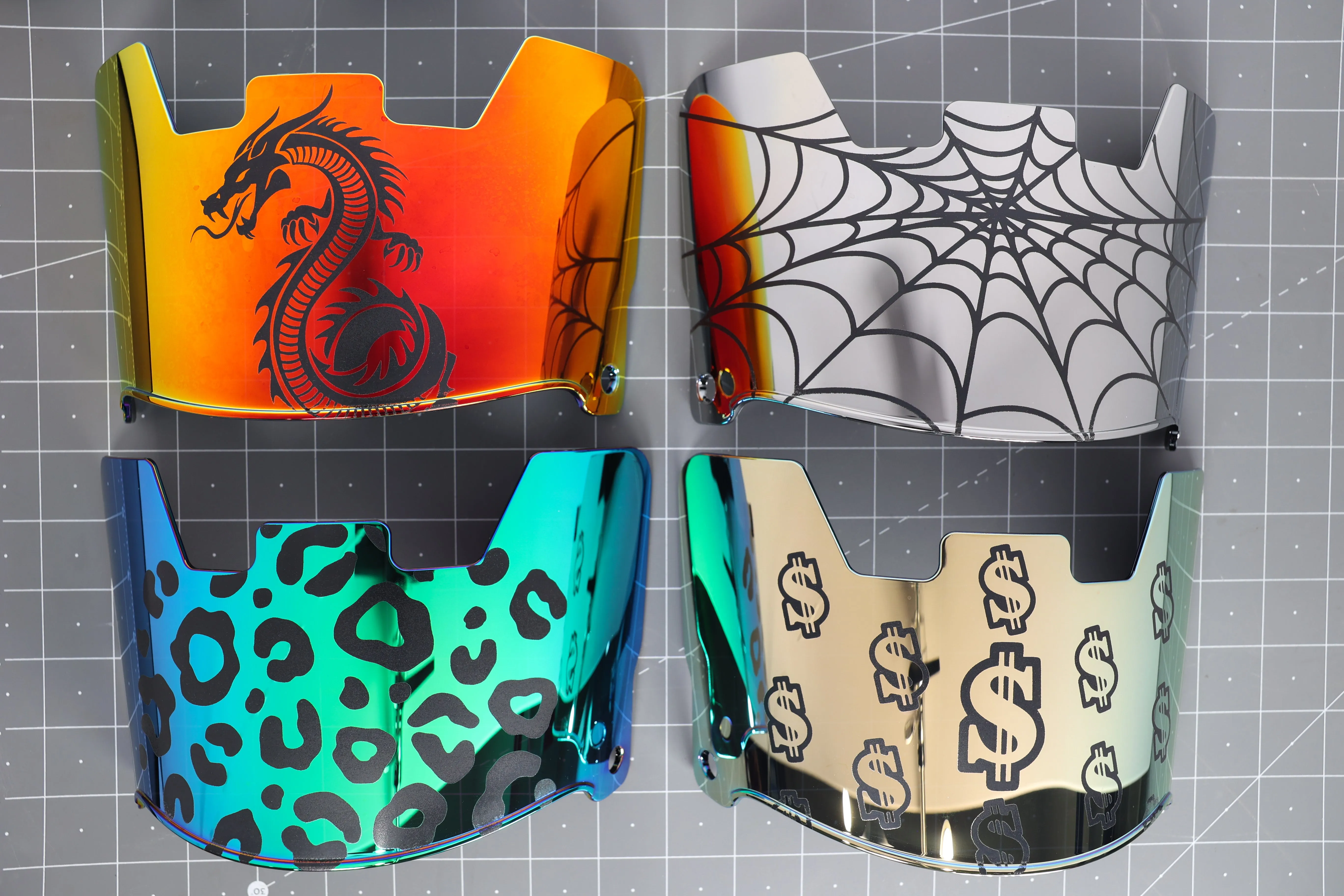 Designer Etched Visor - Dragon's Breath