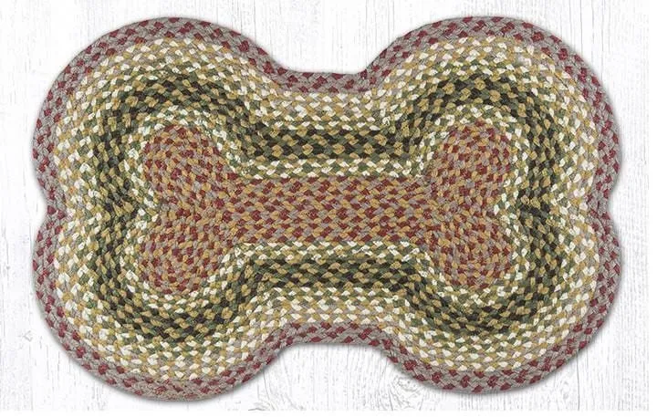 Dog Bone Braided Rug - Olive, Burgundy, and Gray