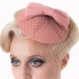 Dusky pink  Detail Fascinator with Matching Veil