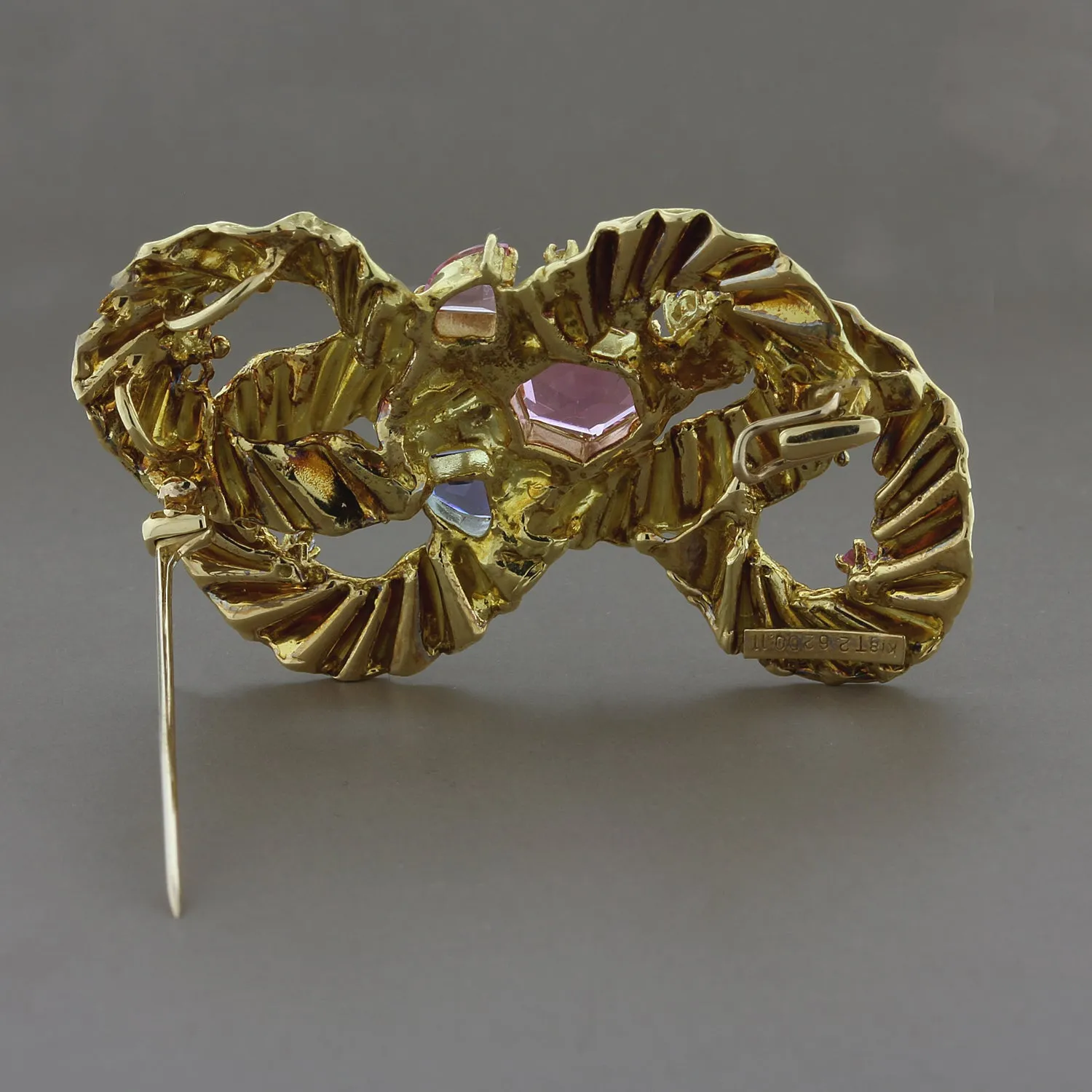 Estate Tourmaline Diamond Gold Brooch