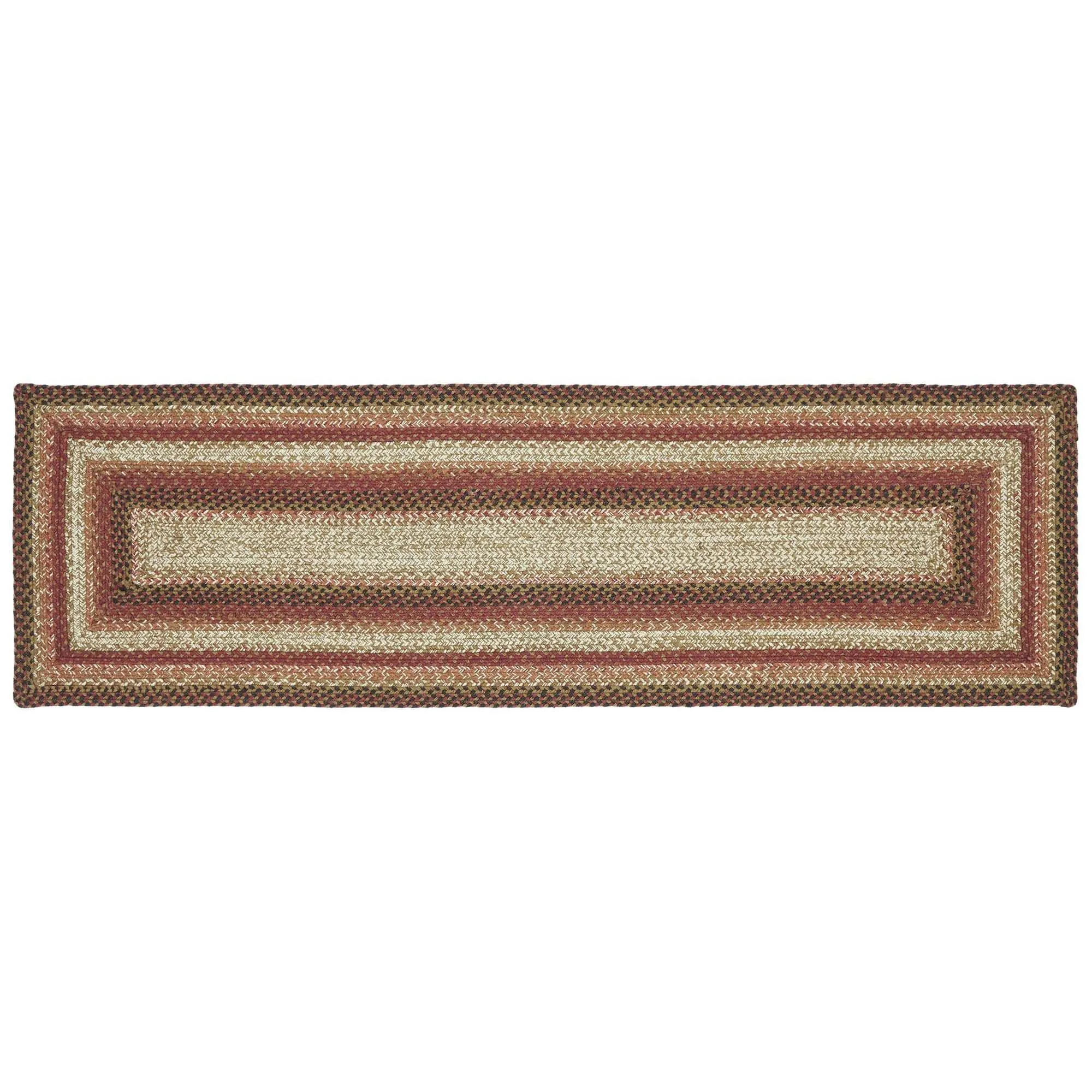 Ginger Spice Rectangle Braided Rug 22x72" Runner - with Pad