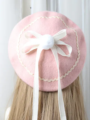 Girls Chic Parisian Style Pom Pom Beret