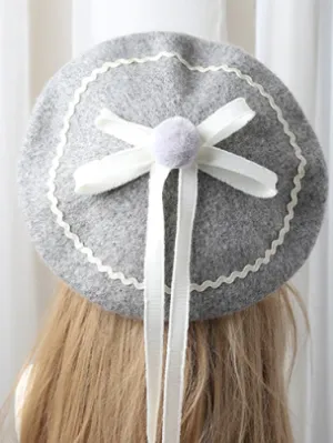 Girls Chic Parisian Style Pom Pom Beret