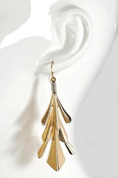 Gold Leaf Dangle Hook Earrings