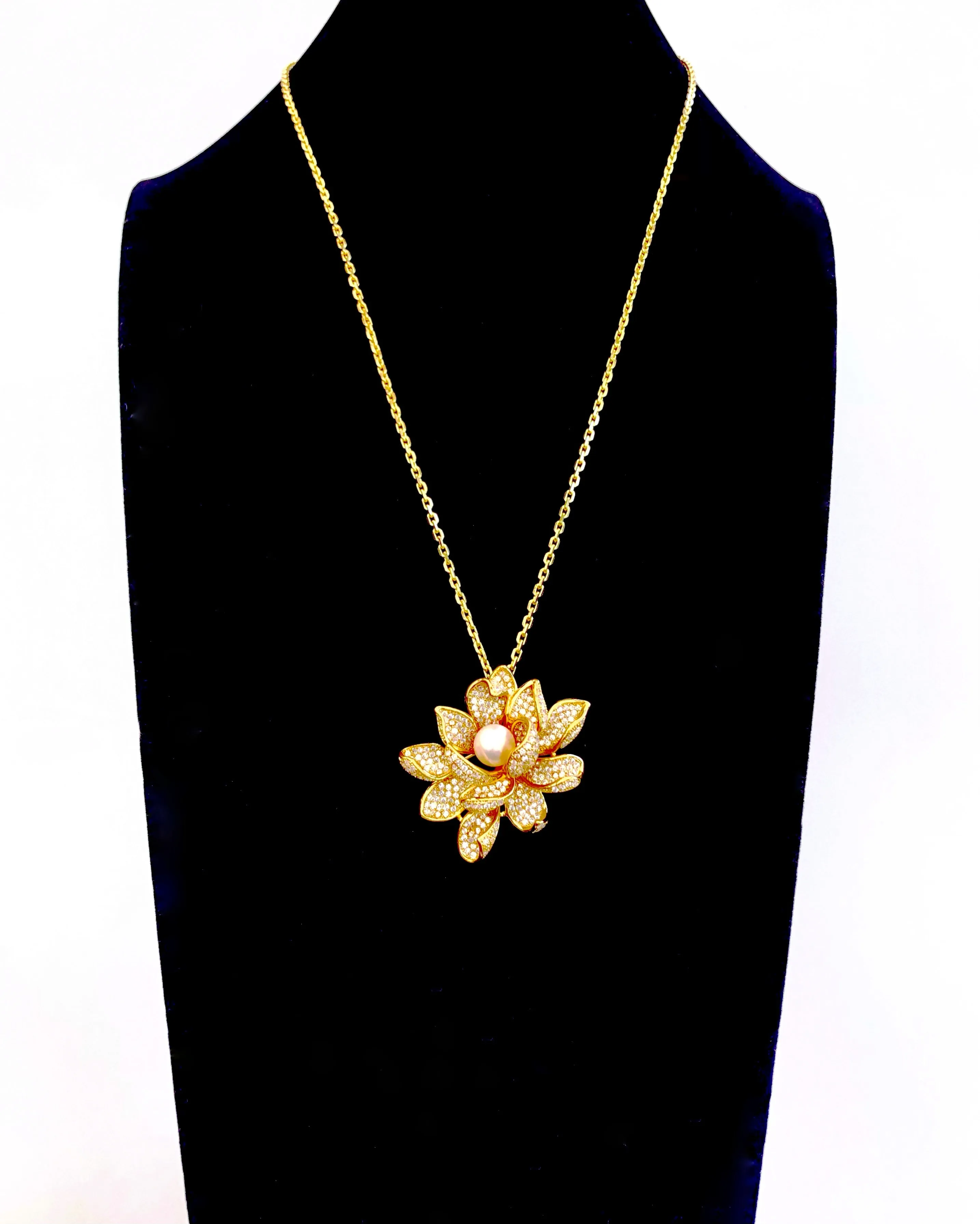 Gold Plated Lotus Zircon Brooch Pendant