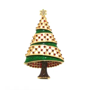 Golden Christmas Tree Brooch by Cristobal London