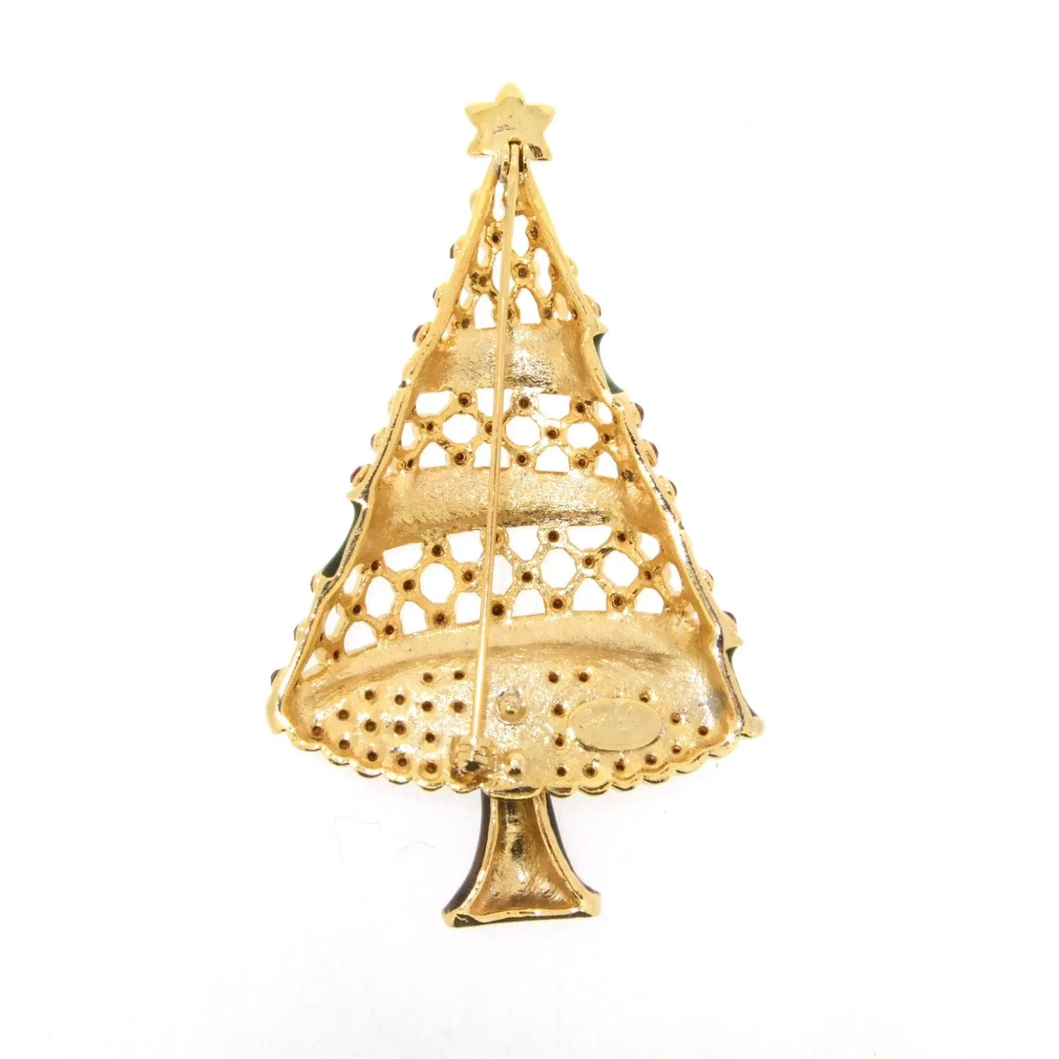 Golden Christmas Tree Brooch by Cristobal London