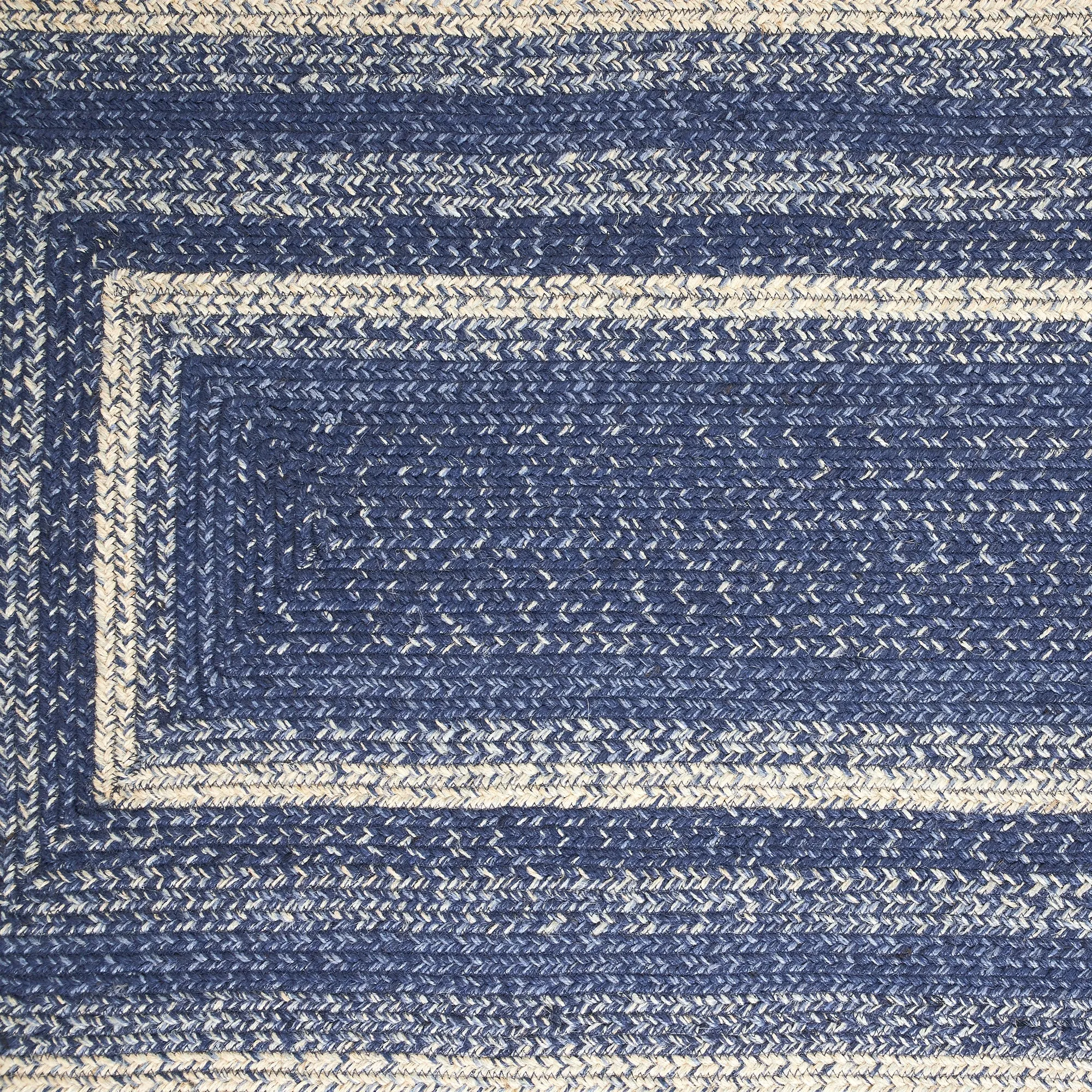 Great Falls Blue Rectangle Braided Rug 36x60" - with Pad