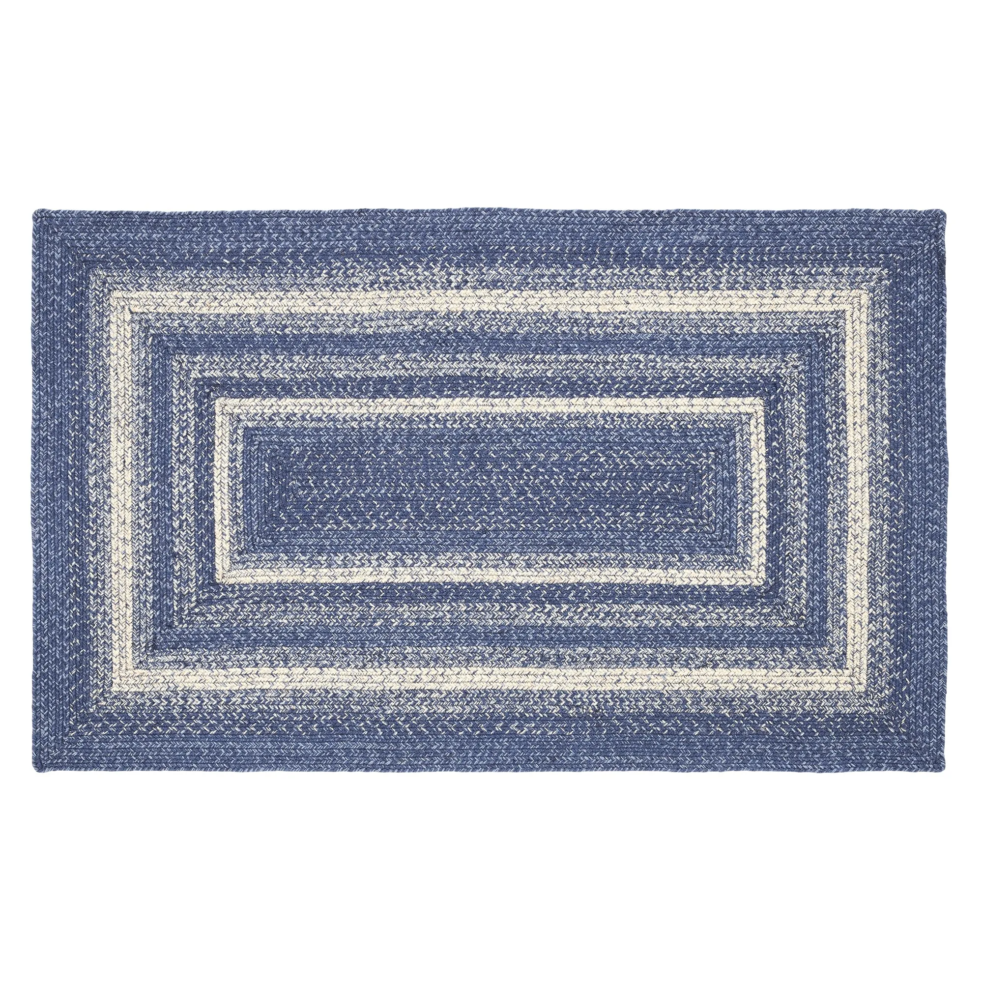 Great Falls Blue Rectangle Braided Rug 36x60" - with Pad