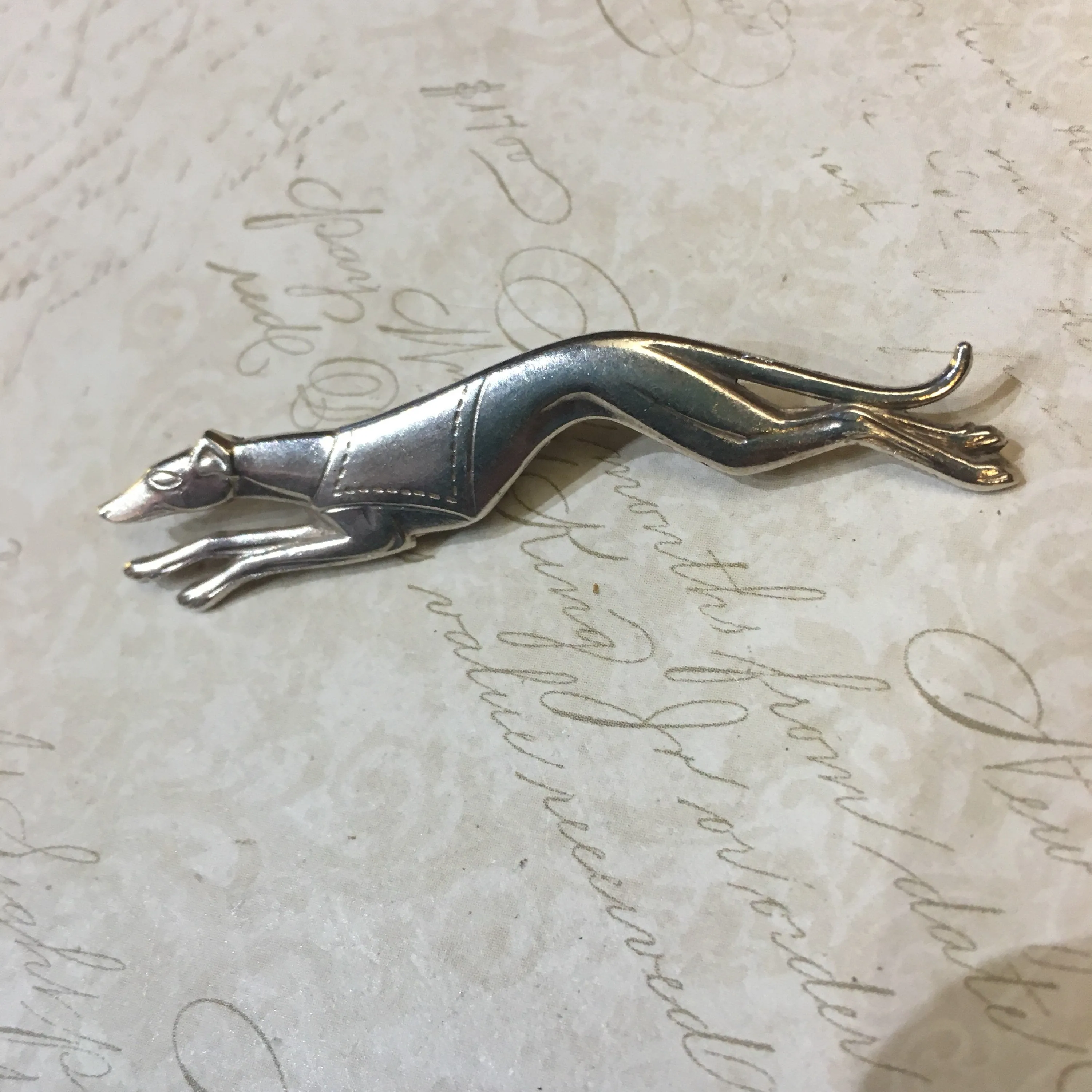 Greyhound Brooch Silver Plated