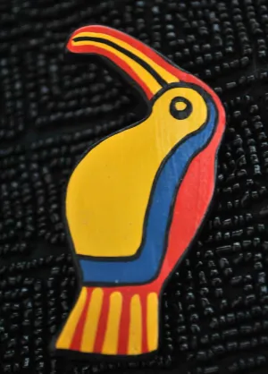 Hand Painted Wooden Toucan Bird Brooch