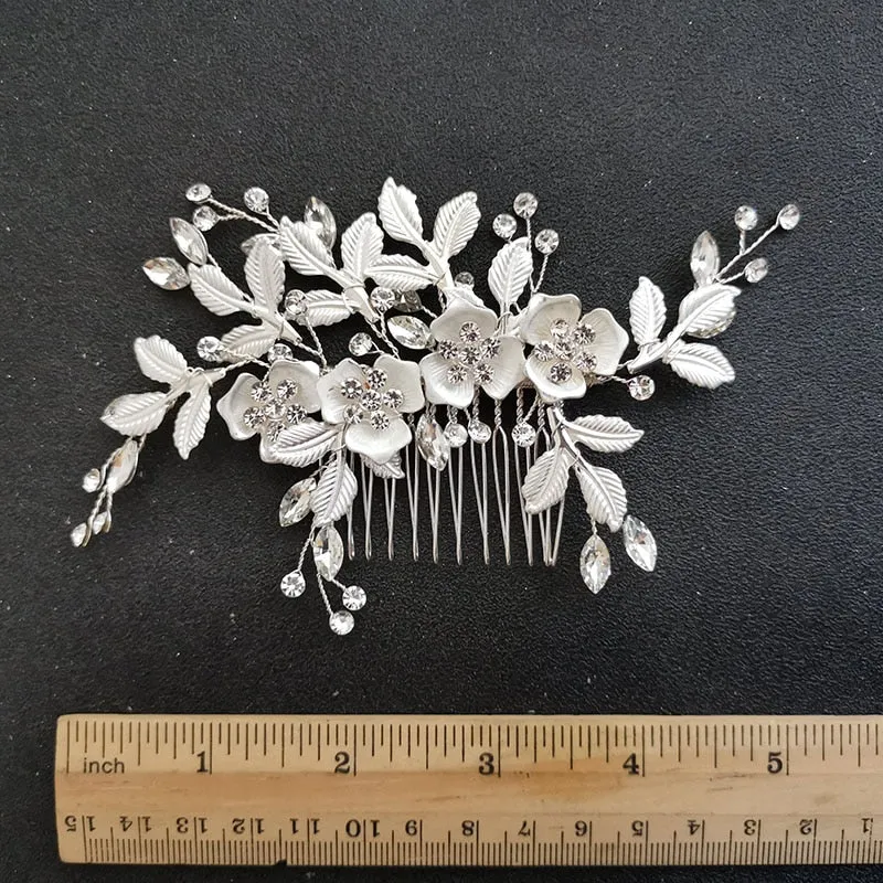 Handmade Golden Austrian Crystals Rhinestone Flower Wedding Bridal Headpiece Hair Accessories