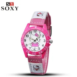 Hello Kitty Kids Watches Children's Watches Cartoon Watches For Girls Leather Baby Watch Children Clock Gift saat relogio montre