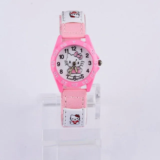 Hello Kitty Kids Watches Children's Watches Cartoon Watches For Girls Leather Baby Watch Children Clock Gift saat relogio montre