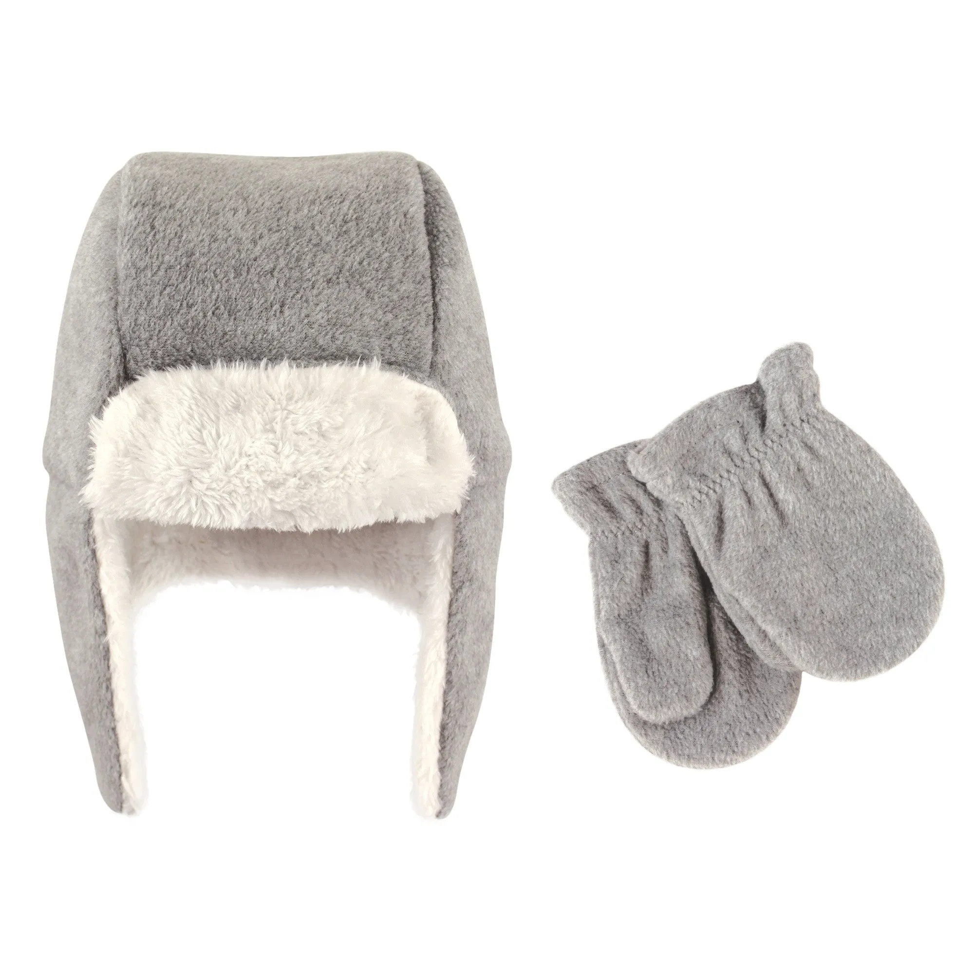 Hudson Baby Fleece Trapper Hat and Mitten Set, Heather Gray Baby