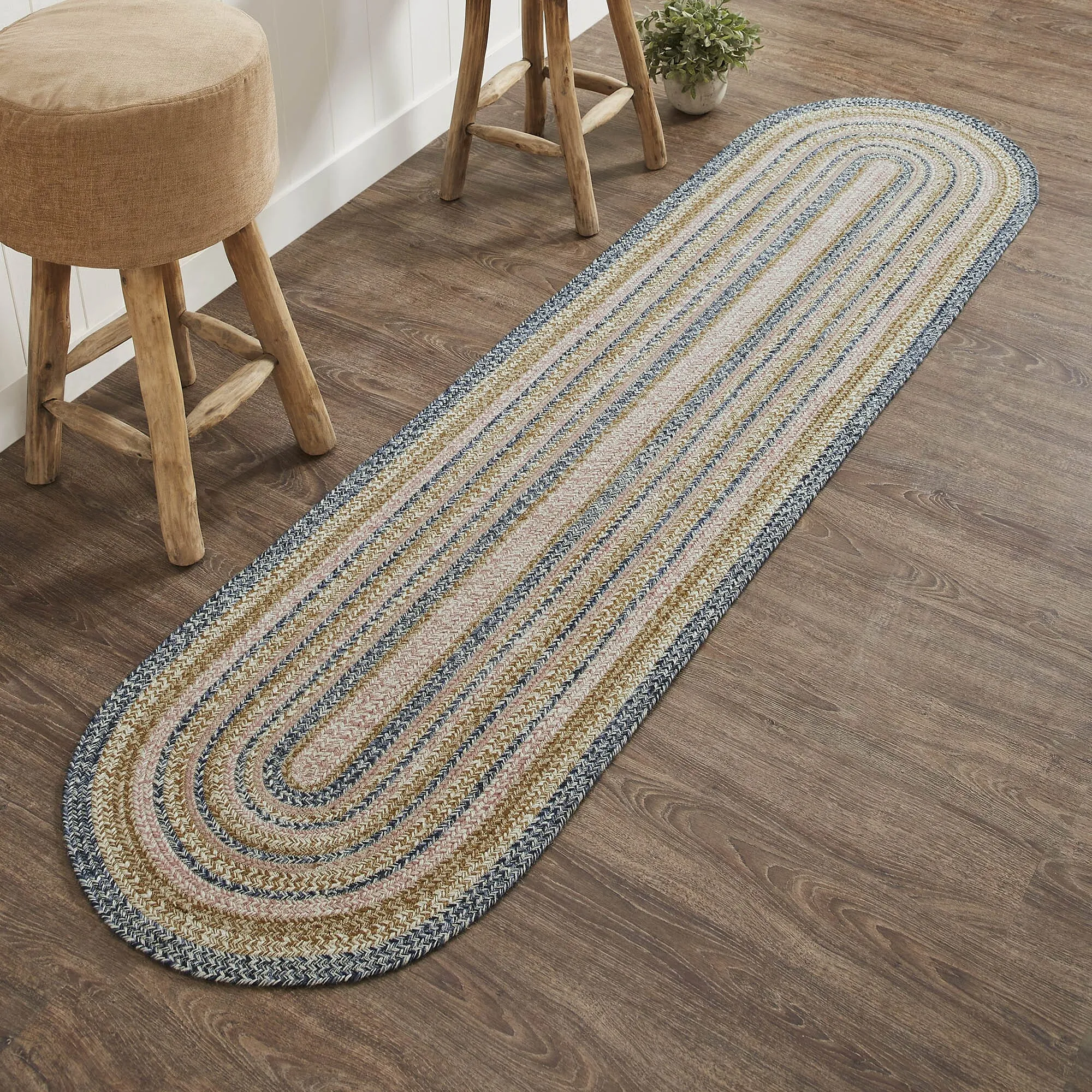 Kaila Oval Braided Rug 24x96" Runner - with Pad