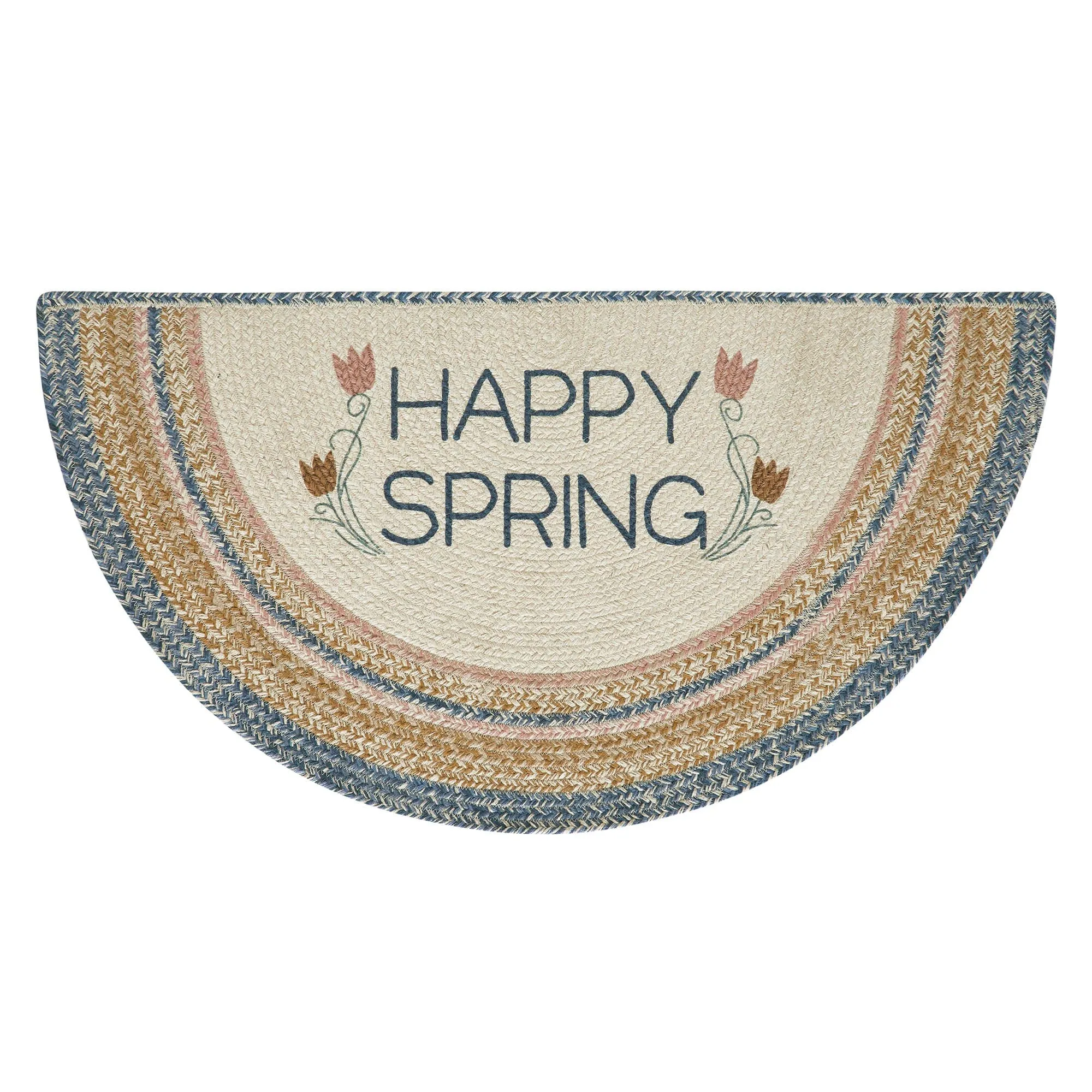 Kaila "Happy Spring" Half Circle Braided Rug 19.5x36" - with Pad