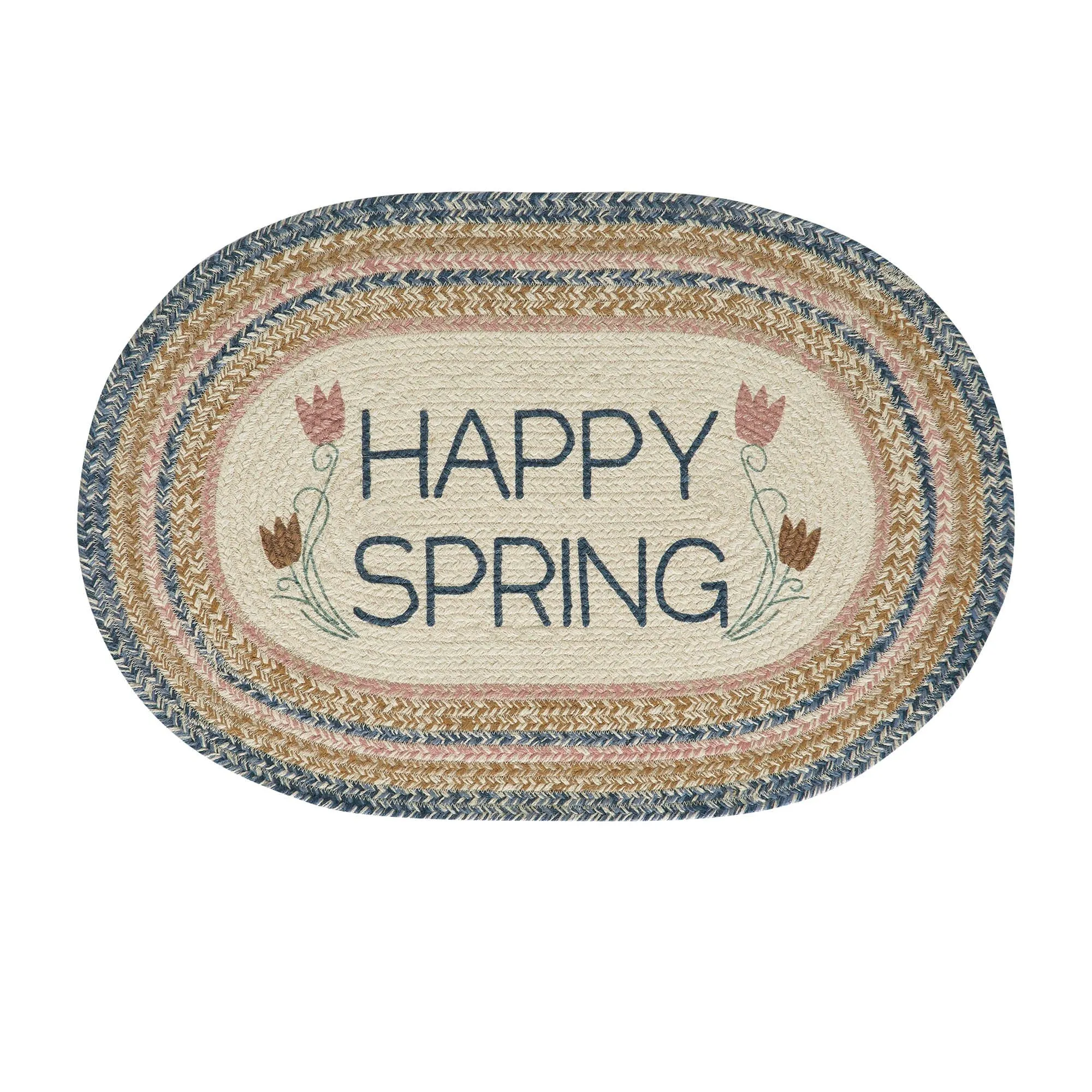 Kaila "Happy Spring" Oval Braided Rug 20x30" - with Pad