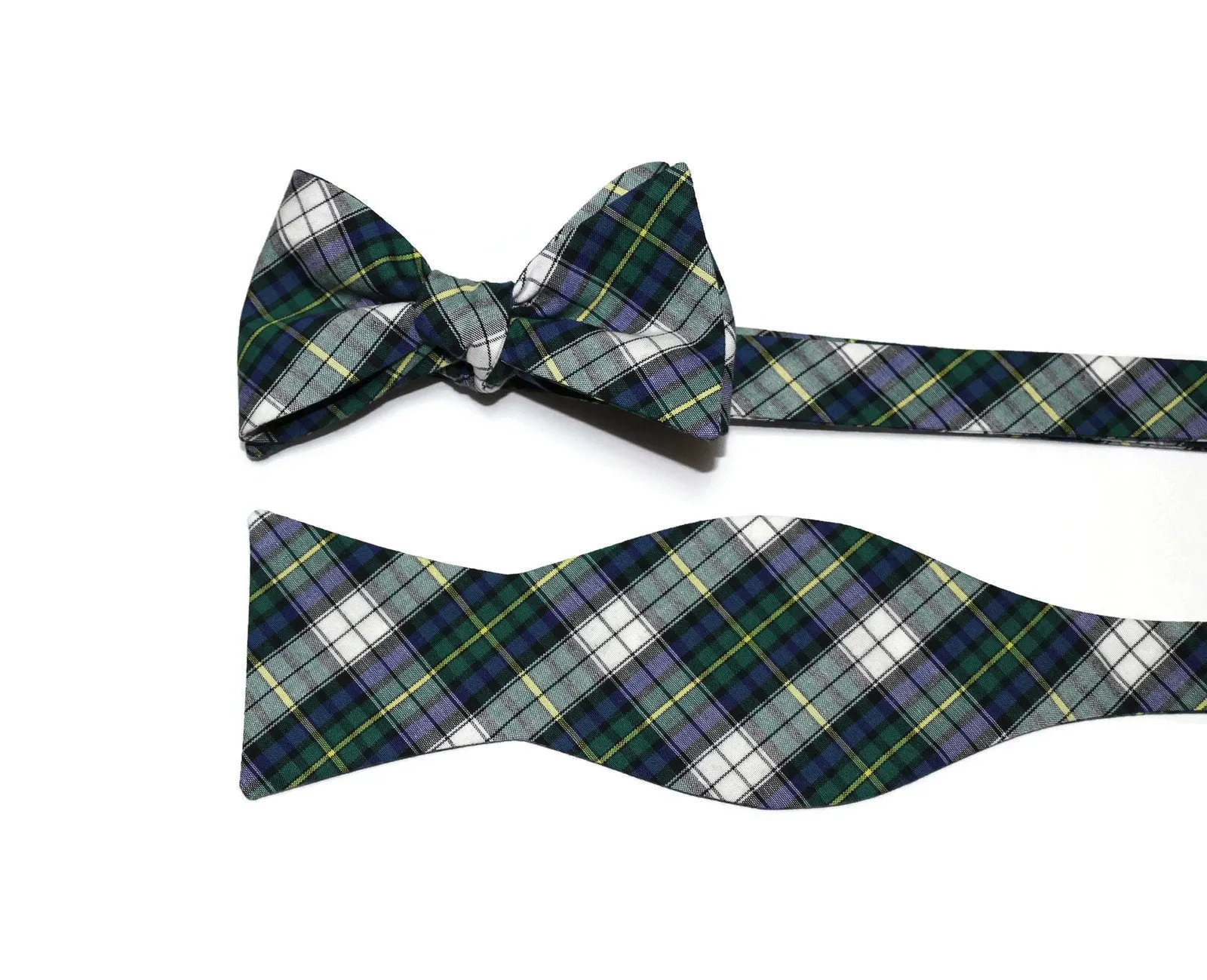 Kelly Green & Blue Tartan Plaid Bow Tie