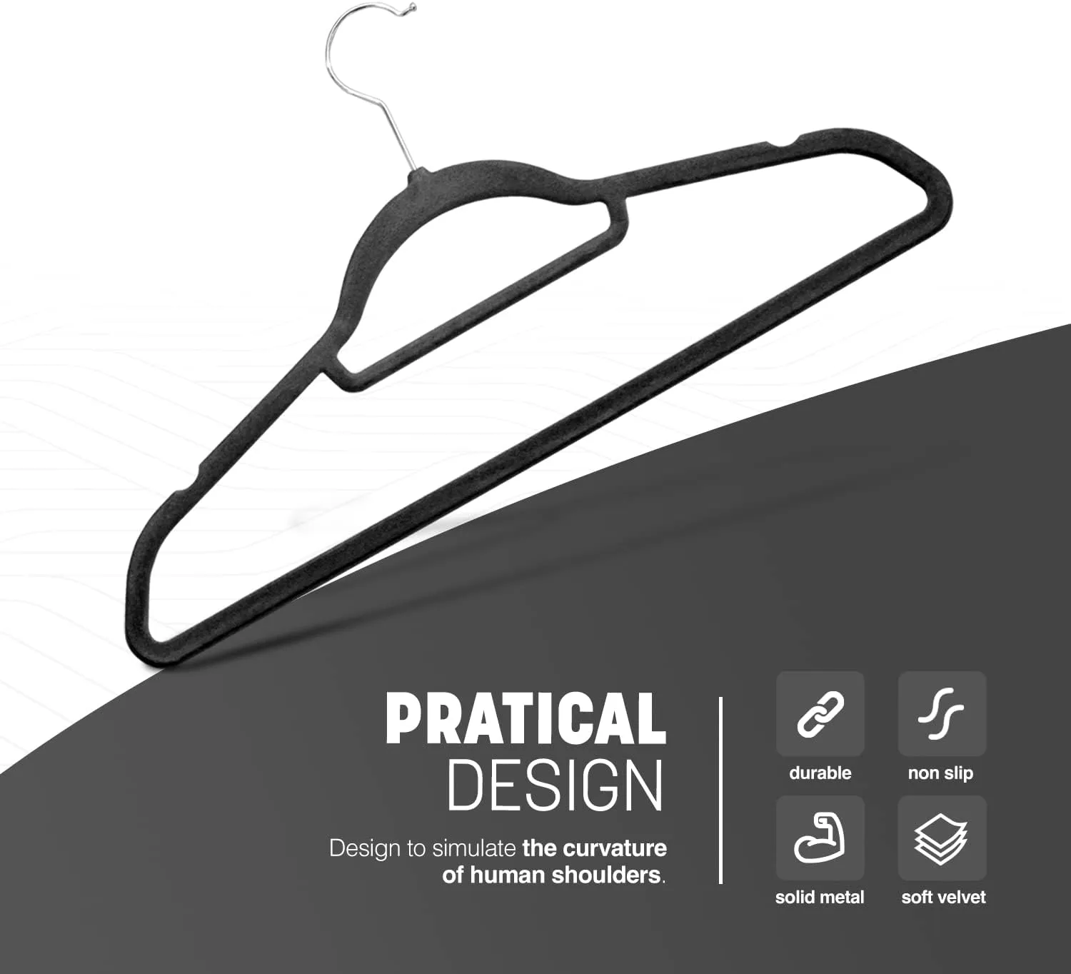 KEPLIN Velvet Hangers 50 Pack - Non-Slip Clothes Hangers with Tie Bar & 360° Hook - Durable & Sturdy, Space-Saving Wardrobe Organisers for Suits, Jackets & Clothes- Home Storage Solution