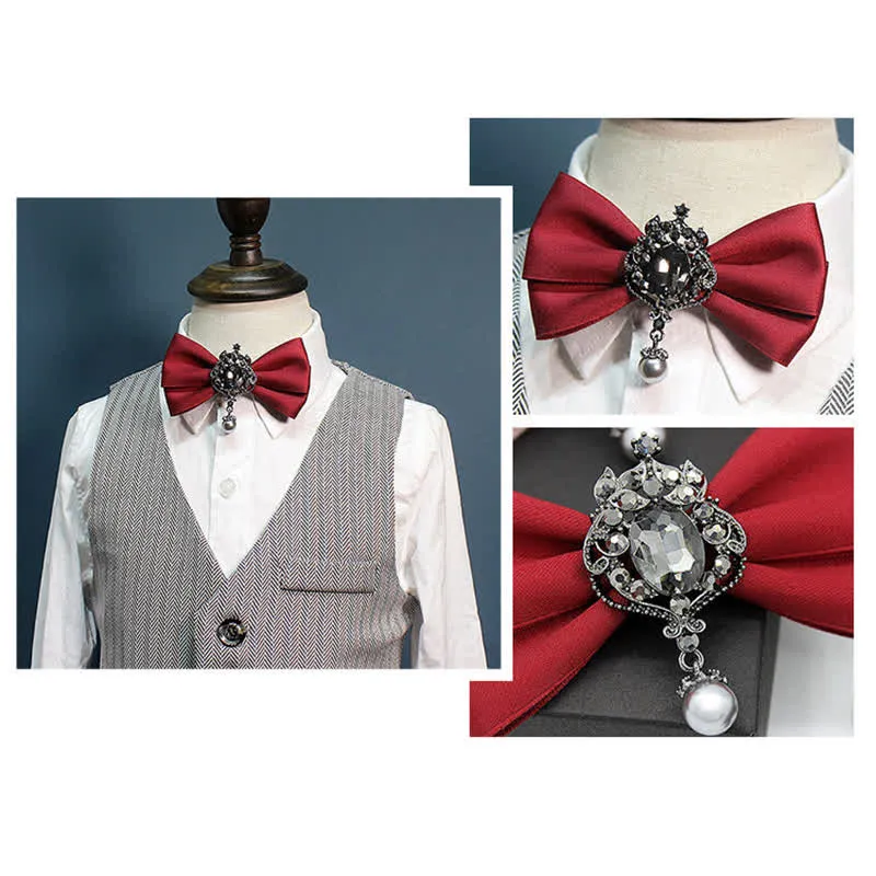 Kid's Dangle Crystal Applique Ornament Bow Tie