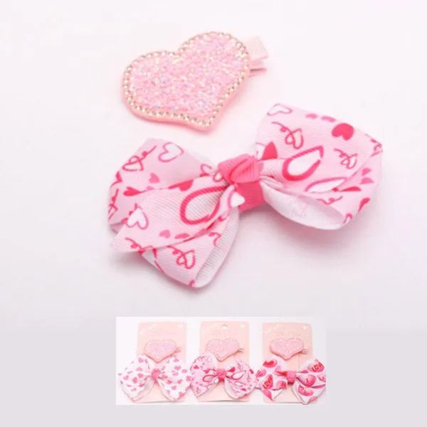 Kids Heart Hair Bow Pin 11814 (12 units)