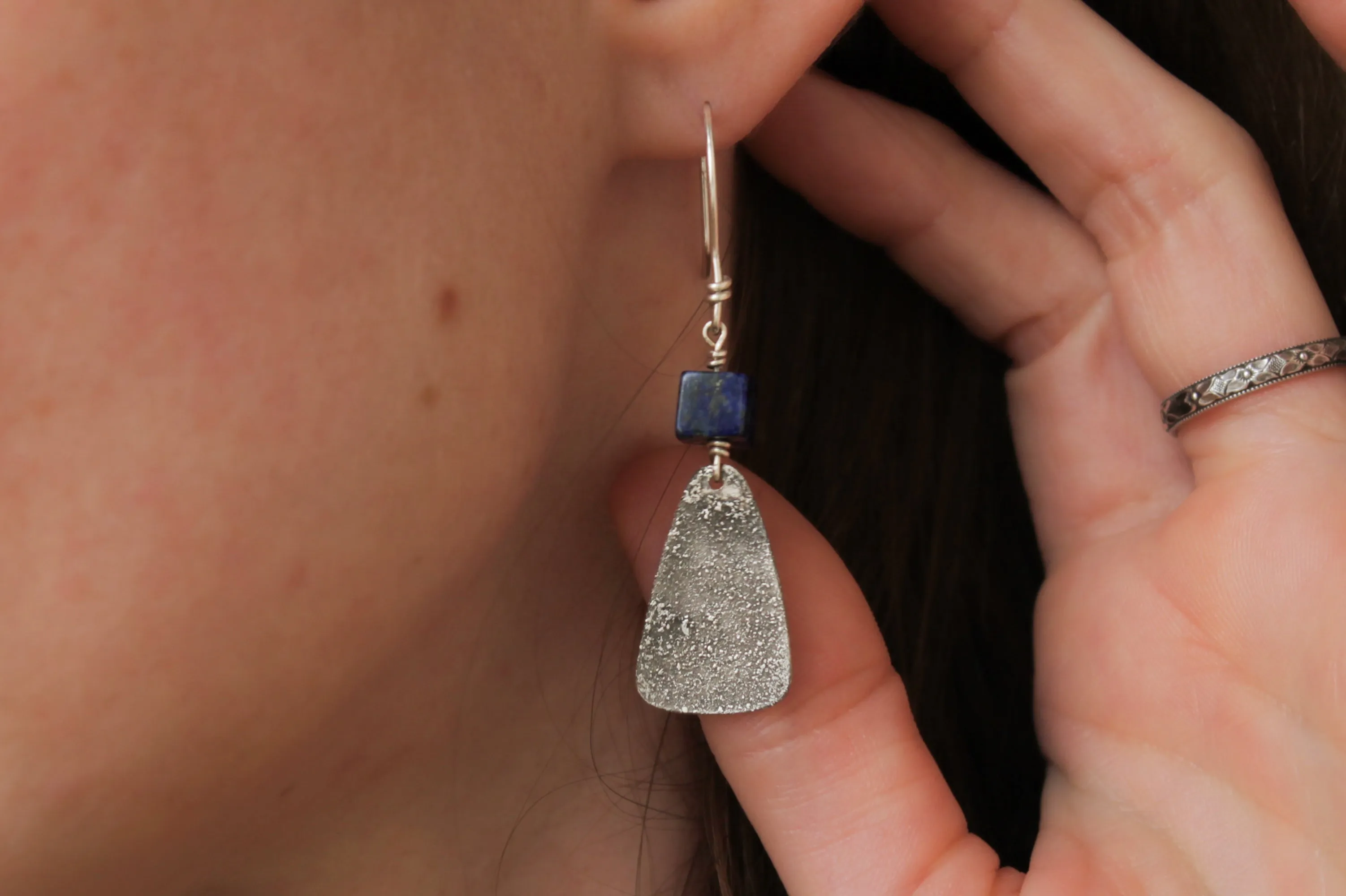 Lapis Lazuli Night Sky Dangle Earrings