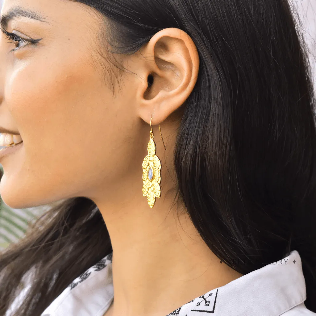 Leafy Wave - Moonstone Earrings