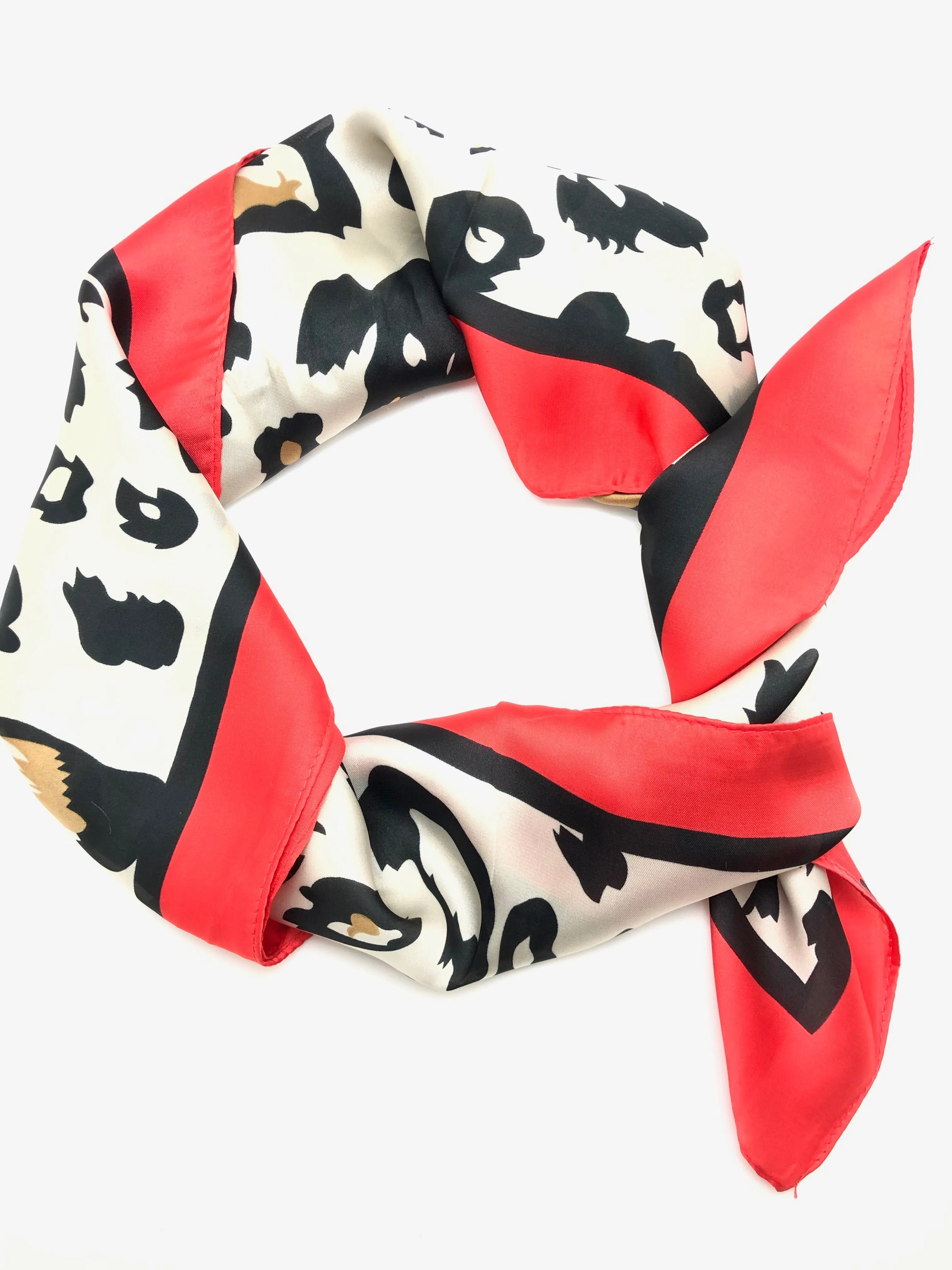 Leopard Silk Scarf - Red