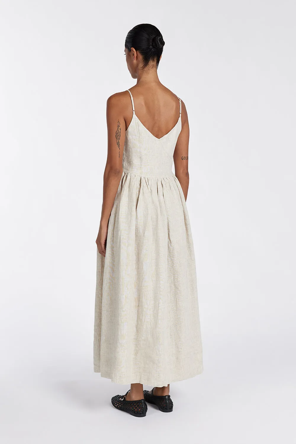 LEXI NATURAL LINEN MIDI DRESS