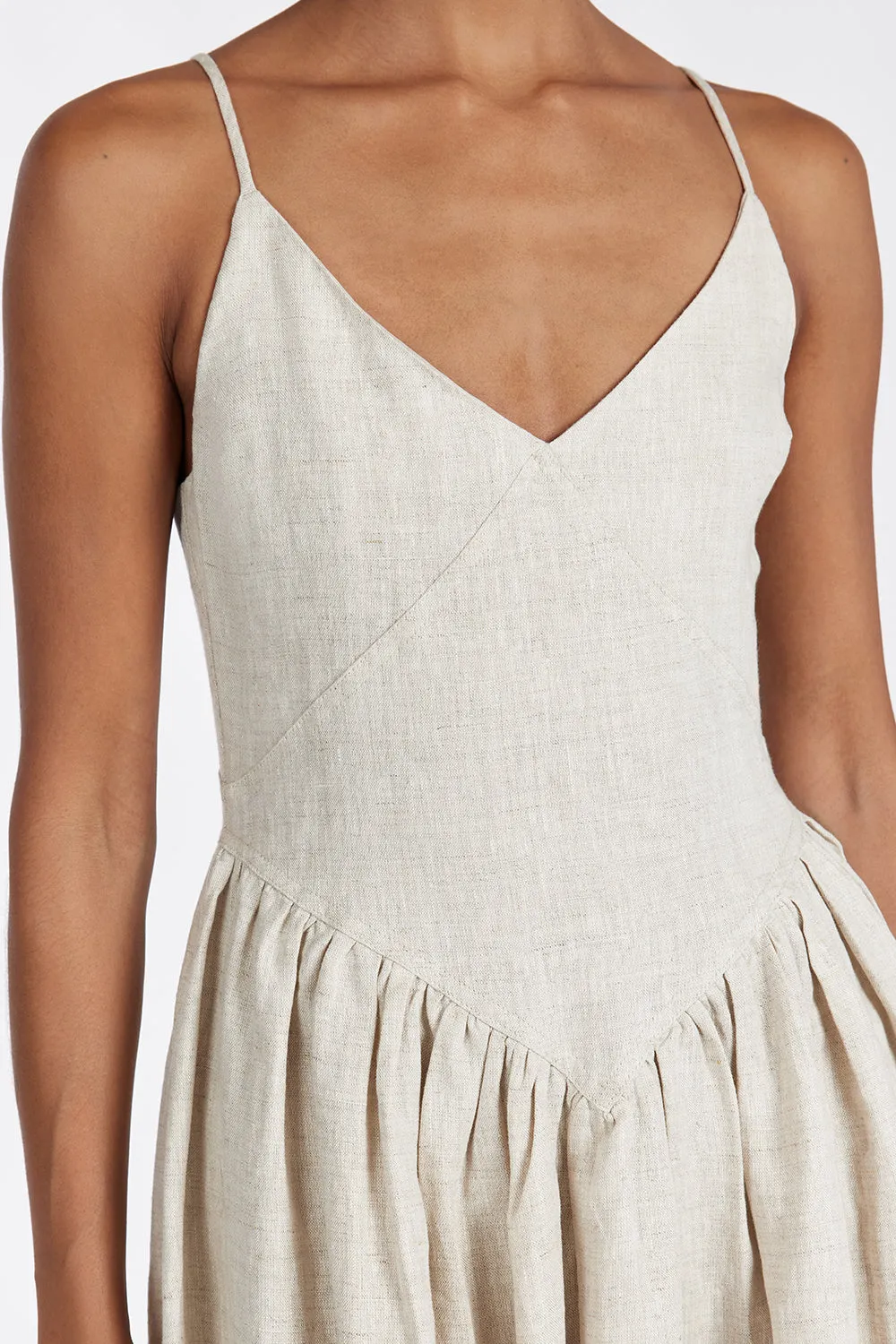 LEXI NATURAL LINEN MIDI DRESS