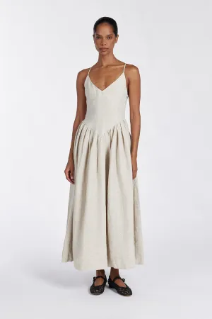 LEXI NATURAL LINEN MIDI DRESS