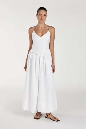 LEXI WHITE LINEN MIDI DRESS