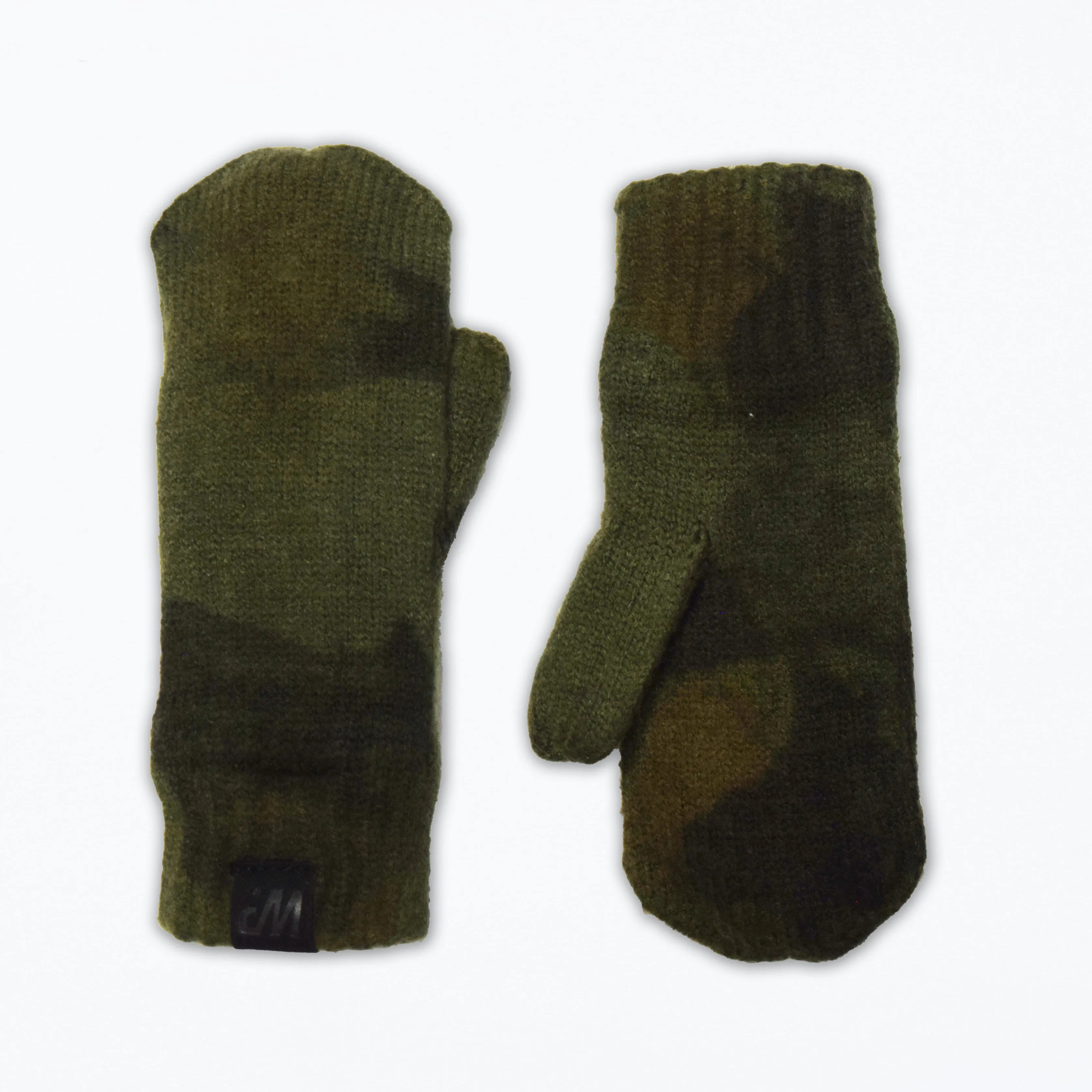 Little Boy's Army Green Watercolor Camo Knit Mittens