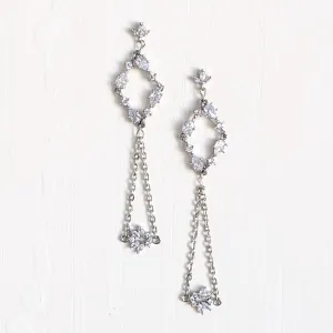 Long Crystal Chain Earrings Vera