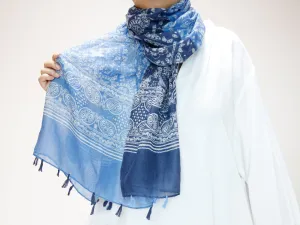 <A19>  PRINTED  Scarf BLUE