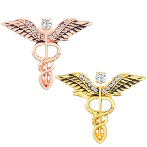 Mahi Combo of 2 Caduceus Doctor's Brooch Lapel / Brooch Pin for Men  (CO1105601M)