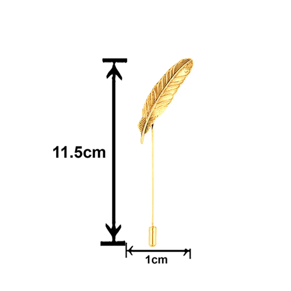 Mahi Combo of 2 Gold Color Leafy Lapel Pins / Wedding Brooches for Men (CO1105626G)