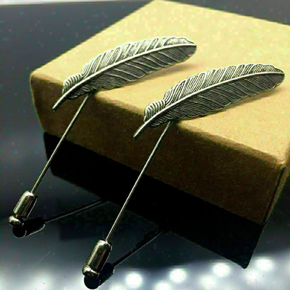 Mahi Combo of 2 Gold Color Leafy Lapel Pins / Wedding Brooches for Men (CO1105626G)