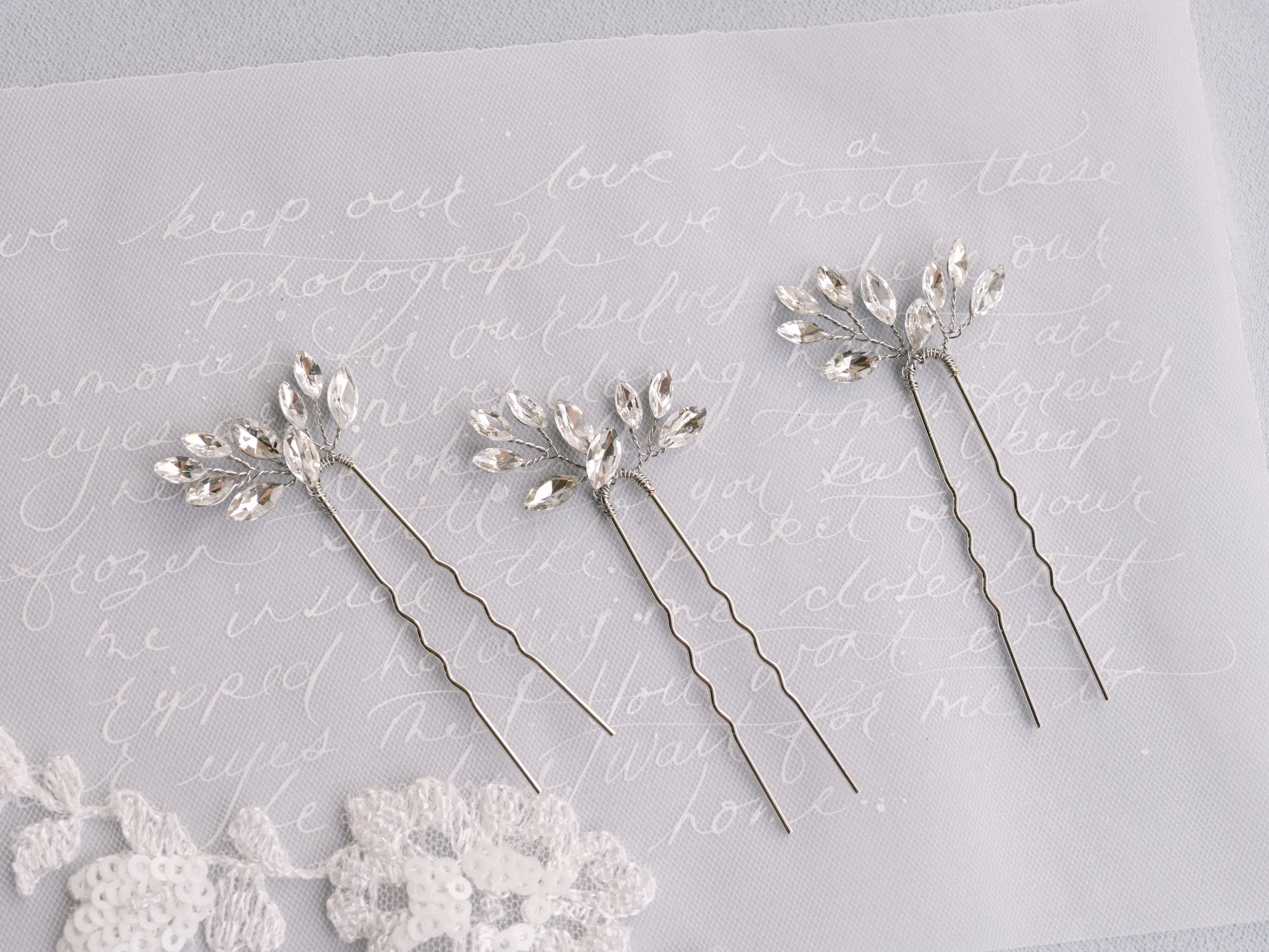 Marquise Crystal Bridal Hair Pin Trio