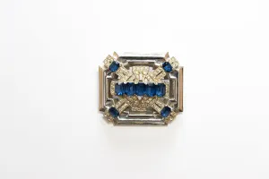 McCLELLAND BARCLAY Art Deco Silvertone with Blue Emerald Cut Stones Brooch