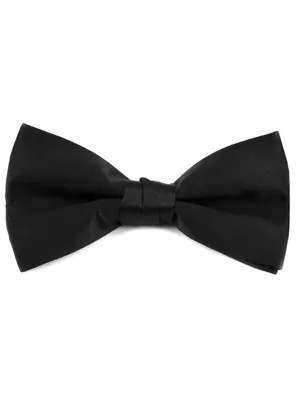 Men's Black Pre-tied Clip On Bow Tie - Formal Tuxedo Solid Color