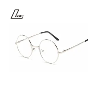 Men/women Round Sunglasses Retro Metal Frame Eyeglasses Korean Clear Lens Glasses Male Female Optical Circle Plain Mirror